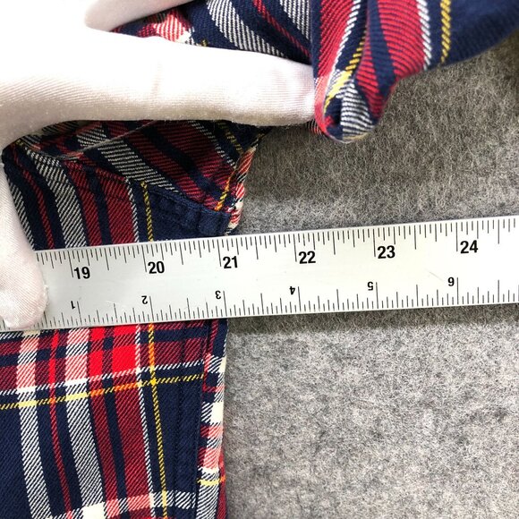 J. Crew Flannel Shirt Mens M Red Blue Tartan Plaid Long Sleeve Cotton Regular - Picture 7 of 8